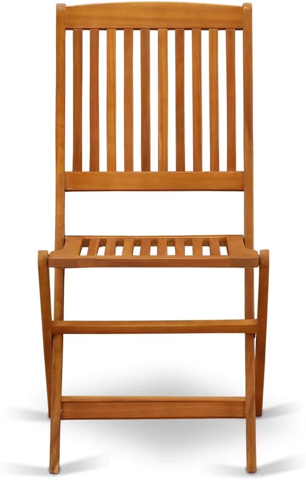 East West Furniture BSCM92CANA 9 Piece Patio Garden Table Set Includes an Oval Outdoor Acacia Wood Dining Table and 2 Folding Arm Chairs with 6 Side Chairs, 36x78 Inch, Natural Oil