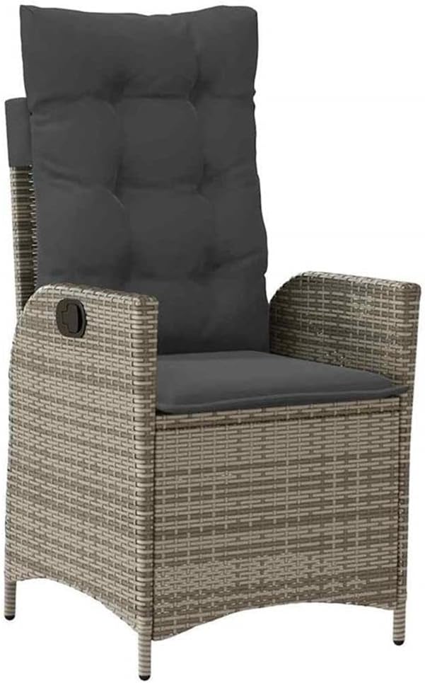 Afuera Living 7-Piece Poly Rattan Patio Dining Set, Black Finish, Glass Tabletop, Adjustable Cushions, Weather-Resistant, Ergonomic Design, Comfortable Outdoor Seating for Garden, Porch, or Backyard
