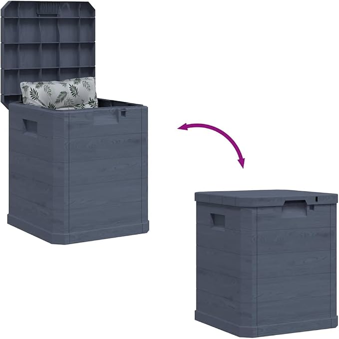 Stylish Anthracite Patio Storage Box with Wooden Texture Design for Cushions, Pillows, Blankets, and Tools, Ideal for Indoor and Outdoor Use
