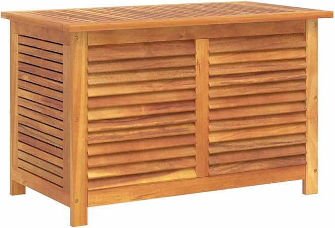 Outdoor Garden Storage Box, Solid Acacia Wood Deck Chest for Patio, Deck, Balcony, Backyard Cushions, Blankets, and Outdoor Accessories, 35.4 x 19.7 x 22 Inch