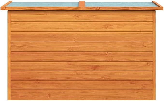 Wooden Outdoor Storage Box, 49.6-Inch Large Deck Chest for Patio Garden Furniture, Waterproof Fir Wood Bin for Cushions Pillows Toys