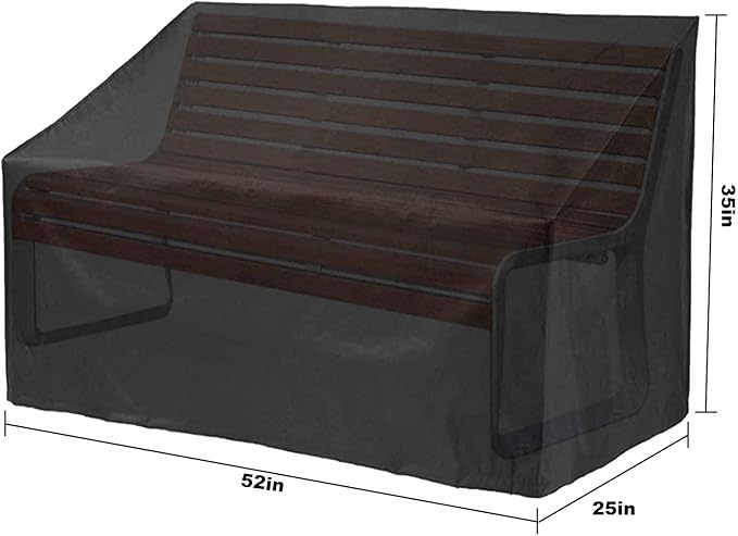 Outdoor Bench Covers Waterproof Patio Loveseat Cover Heavy Duty Couch Cover for Outdoor Furniture 2-Seats Patio Loveseat Cover Black 52" W X 25" D X 35" H (Two Seats)