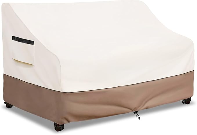 Outdoor Couch Cover Waterproof Heavy Duty Patio Furniture Covers, 60W x 35D x 35H Inches 2 Seater Outdoor Sofa Cover (Beige)