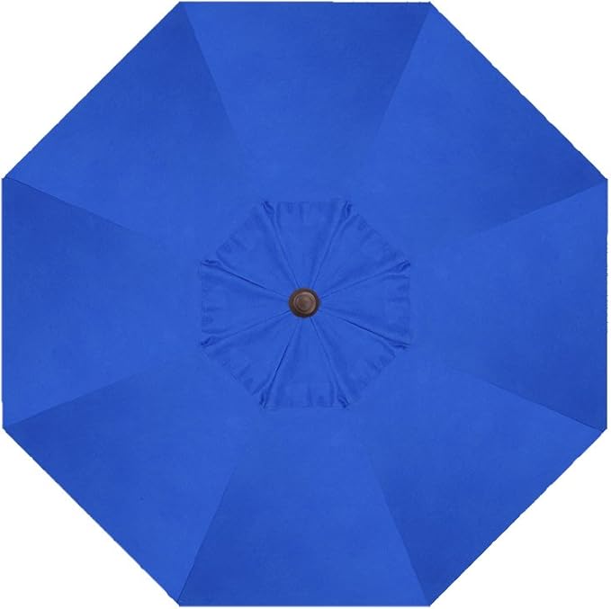 Treasure Garden 9’ Deluxe Auto-Tilt Market Umbrella | Sunbrella® Fade Resistant Fabric | Crank Tilt System | Large Octagon Canopy | Outdoor Patio, Deck, Pool, Backyard | Pacific Blue | Bronze Frame