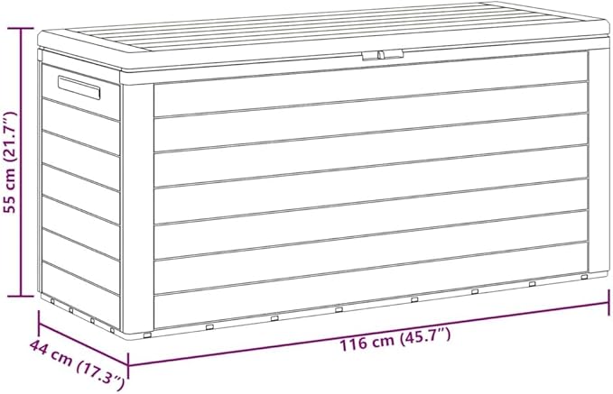 Anthracite Garden Storage Box 45.7 x 17.3 x 21.7 Inch Polypropylene Deck Box for Patio Furniture Cushions Gardening Tools and Garage Organization Rectangular Container