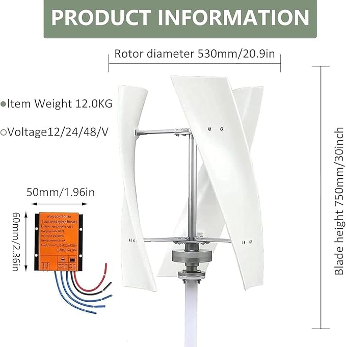 9000W Garden Wind Turbine Kit, Three-Phase AC Generator with MPPT Controller for Efficient Energy Production, Eco-Friendly Outdoor Power Solution