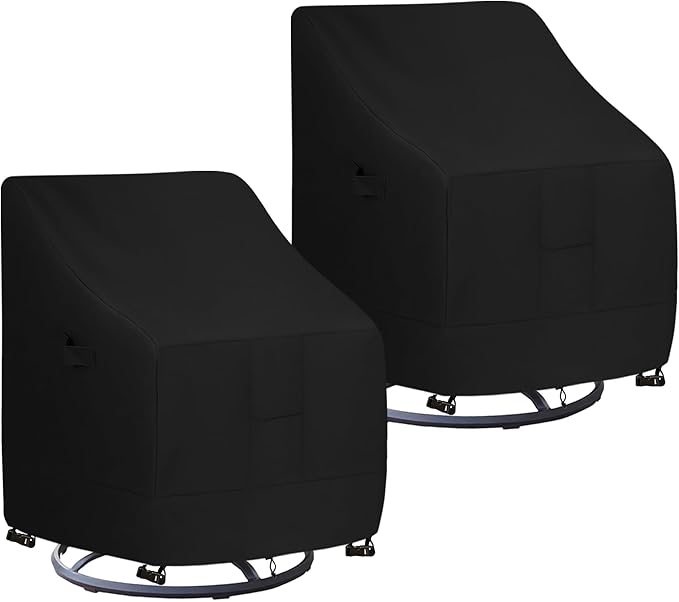 Easy-Going Waterproof Outdoor Swivel Chair Cover UV Resistant Patio Chair Cover Weatherproof Lawn Outdoor Furniture Cover with Tape Sealed Seam (2 Pack-33Wx35Dx38.5H inch, Black)