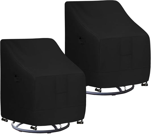Easy-Going Waterproof Outdoor Swivel Chair Cover UV Resistant Patio Chair Cover Weatherproof Lawn Outdoor Furniture Cover with Tape Sealed Seam (2 Pack-35Wx37Dx38.5H inch, Black)