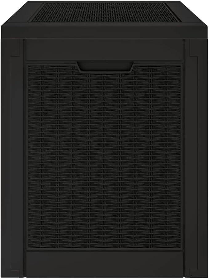 Deck Box Large Outdoor Storage for Patio Furniture, Garden Tools, Pool Supplies, Outdoor Backyard Patio Storage Deck Box Container, Black 21.9"x16.9"x20.9" Polypropylene -AA