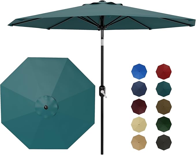 Garvee 10FT Patio Umbrella - Outdoor Table Umbrella with Smooth Crank Lift, Push Button Tilt and 8 Sturdy Ribs - Market Umbrella UV Protection Waterproof for Pool, Deck, Yard, Garden