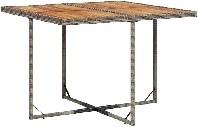 11 Piece Patio Dining Set with Cushions Gray Poly Rattan Outdoor Furniture Table and 10 Chairs for Backyard Garden Deck Dining Relaxing UV-Proof Acacia Wood Foldable heavy-duty 242. 5 lb Capacity