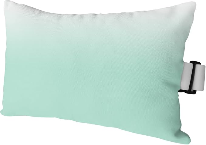 Outdoor Pillows Covers with Inserts Green and White Gradient Waterproof Recliner Pillow with Adjustable Strap Throw Pillows for Patio Furniture Pool Lounge Chair, 11x16 inch, 1PCS