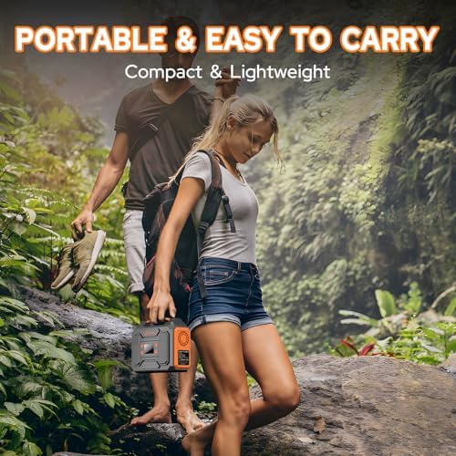 Portable Power Station with Foldable 40W Solar Panel, 300W Solar Powered Generator with Panels,110V AC Outlet Camping Solar Power Bank Generators Battery Pack for Laptop Home RV Outdoor Power Outage