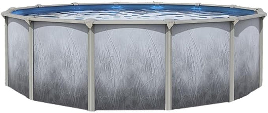 Lake Effect Pools 'Bermuda' 15 ft Round Above Ground Swimming Pool | 48 Inch Walls | 6" Steel Top Ledge | Bundle Includes: 25 Gauge Overlap Liner & Widemouth Skimmer