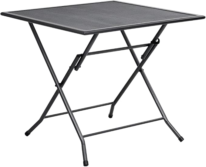 5 Piece Metal Patio Dining Set, Anthracite Square Garden Table and 4 Chairs Combo, Modern Heavy Duty Steel Bistro Set with Weather Resistant E-Coating for Backyard, Balcony and Terrace