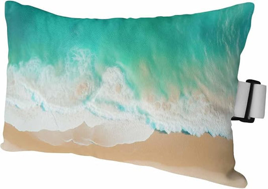 Outdoor Lumbar Cushions with Inserts, Beautiful Green Beach Sea Patterns Waterproof Fluffy Fade Body Pillows, Patio Furniture Pillow for Home Balcony Garden Decor 11x16IN