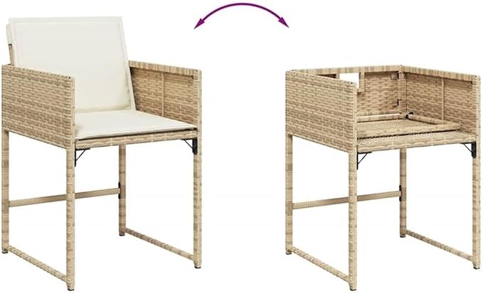 Afuera Living Outdoor Patio Dining Set, 11 Piece, Rattan Construction, Beige Finish, Includes Table with Tempered Glass Top, Chairs and Cushions, Foldable and UV-Resistant, Seats 10, Garden or