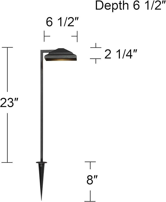 John Timberland Basset 23" High Modern Outdoor Landscape Path Light Porch House Exterior Outside LED Bulb Weatherproof Textured Black Finish Aluminum Metal Shade Front Door Patio Garage Home