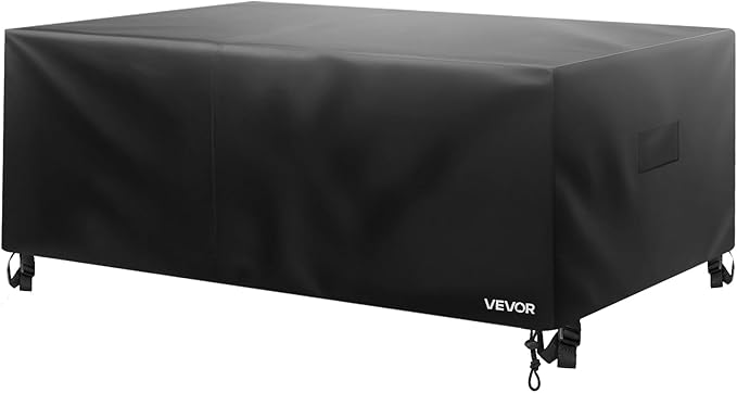 VEVOR Patio Furniture Cover, 420D Heavy Duty Waterproof Outdoor Dining Table and Chairs Cover, Large Rectangular Patio Table Covers with Air Vent for All Weather, 126L x 63W x 28H inch, Black