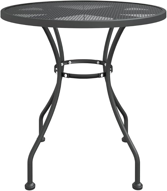 3 Piece Patio Dining Set Expanded Metal Mesh Anthracite Outdoor Folding Chairs with 7 Position Adjustable Backrest E-Coating Weatherproof Table for Garden Balcony Backyard