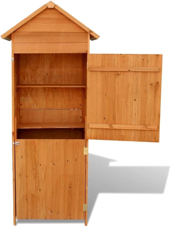 Storage Cabinet Outdoor Vertical Storage Cabinet Small Outdoor Storage Cabinet Garden Tool Box Outdoor Storage Wooden Storage Patio Storage Cabinet Brown 31.1"x19.3"x74.8"