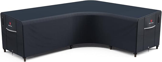 Rosefray 600D Outdoor L-Shaped Sectional Cover,Heavy Duty Anti UV Patio Sectional Sofa Cover with Air Vent, Waterproof Furniture Covers for Deck, Lawn,Backyard Right Facing 105''x85'' Black