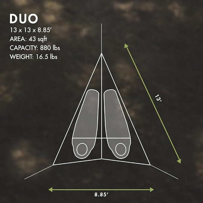Tentsile Duo 2P Double Hammock – 2 Person Large Camping and Lounging Hammock for Backyards, Festivals, Outdoor Campouts, Designed in the UK (Safari)