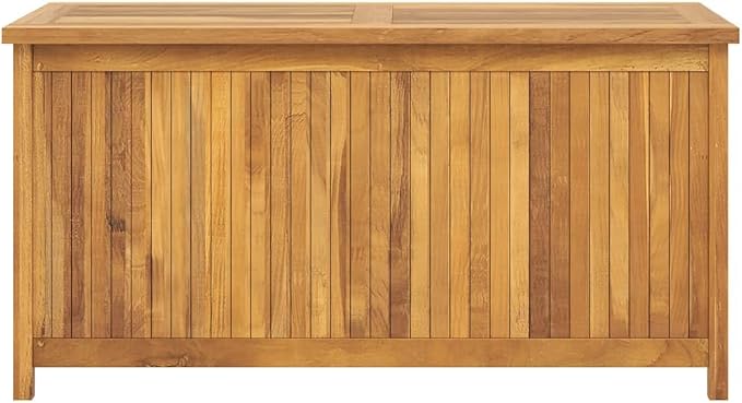 Rustic Teak Wood Garden Storage Box, Oiled Finish, 45-inch Outdoor Deck Box for Patio, Weather-Resistant, Durable Solution for Tools, Cushions, and Toys
