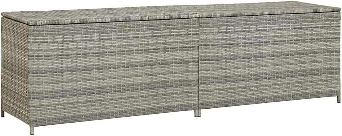 Patio Storage Box, 78.7" Large Outdoor Storage Bin, Synthetic Rattan Deck Box for Garden and Garage, Modern Grey Rectangular Organizer with Zipper Closure
