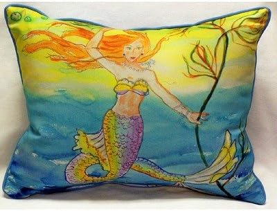 Betsy Drake Interiors Coastal Mermaid Indoor/Outdoor Pillow Size: Large