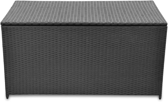 Outdoor Storage Box Black 47.2x19.7x23.6 Inch PE Rattan with Polyester Lining, Waterproof Garden Storage Chest for Patio Furniture Cushions, Blankets, Pillows, Heavy Duty Steel Frame & Gas Lift Lid