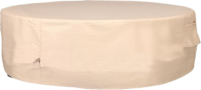 Round Patio Furniture Cover, Heavy Duty and Waterproof for Outdoor Furniture covers, Round outdoor table cover, Patio table cover 96"DIA x 27.5"H Beige