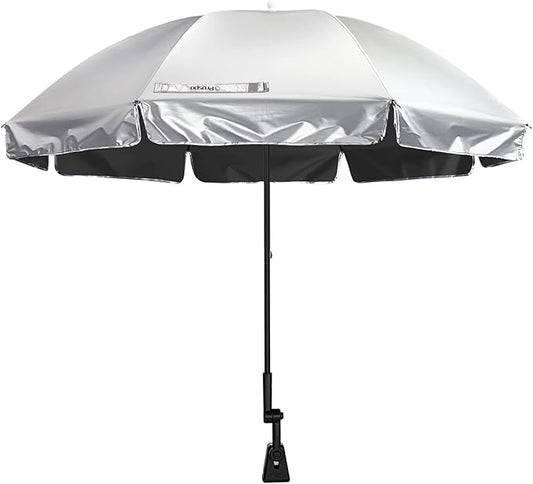 Prospo Beach Chair Umbrella with Universal Adjustable Clamp, UV Protection Sunshade Umbrella for Outdoor, Strollers, Wheelchairs, Patio Chairs, Bleacher, and Golf Carts