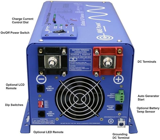 AIMS 6000W 24V Pure Sine Inverter Charger w/Transfer Switch 120/240V