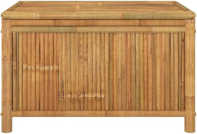 Garden Storage Box Natural Bamboo Outdoor Deck Box for Patio Cushions Garden Tools and Toys Large Rectangular Deck Storage Bin with Zippered Liner Brown 35.4 x 35.4 x 21.7 in