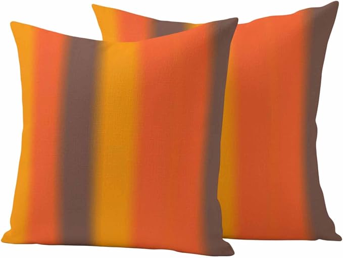 Color Striped Gradient Outdoor Pillow Covers Set of 2 Modern Orange Yellow Brown Minimalist Waterproof Throw Pillow Cover Decorative Cushion Cases for Patio Porch Garden 24X24 Inch