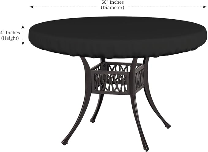 Covers & All Round Table Top Cover, 12 Oz Waterproof UV & Weather Resistant Patio Table Cover, Outdoor Table Cover for Patio Outdoor Furniture & Coffee Table (60" Dia x 4" H Inches, Black)