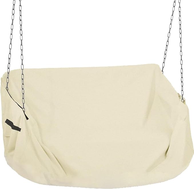 Porch Swing Cover 61Inch Waterproof 600D Oxford Hanging Outdoor Swing Cover Garden Hammock Patio Furniture Covers (Beige, 56x28x(32-24) Inch)