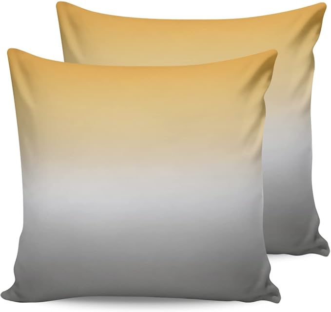 Outdoor Waterproof Throw Pillow Covers Set of 2 Yellow and Grey Ombre Pillowcases 24x24 Inches Gradient Color Patio Decorative Pillows Cushion Case Patio Pillows for Couch Bed Chair Garden