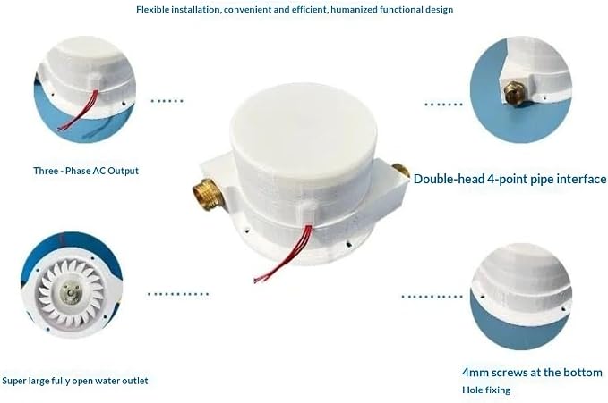 Micro Hydro Generator, 100W Mini Water Turbine 1-60V AC, Pelton Impulse Hydroelectric Power Kit with 1/2 Inch NPT Port for Outdoor Stream DIY Science Experiment