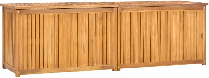 Garden Storage Box, Outdoor Crate for Patio Furniture, Pool Accessories, Yard Tools, Moisture-Proof and UV-Resistant, 68.9x19.7x21.7 in Solid Teak Wood