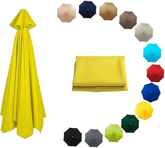 7ft/9ft/10ft Parasol Umbrella Canopy Replacement, Patio Umbrella Replacement Cover, 8 Ribs/6 Ribs Parasol Top Replacement Cloth(Yellow,270cm/9ft-6ribs)