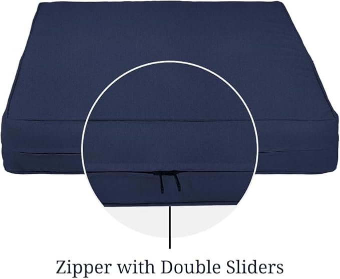 Covers & All Square Outdoor Cushion Covers for Patio Furniture Sets, Water, Tear & UV Resistant Polyester Cushion Slipcover with Zippers (Pack of 2) (20" W x 20" D x 4" Thick, Navy Blue)