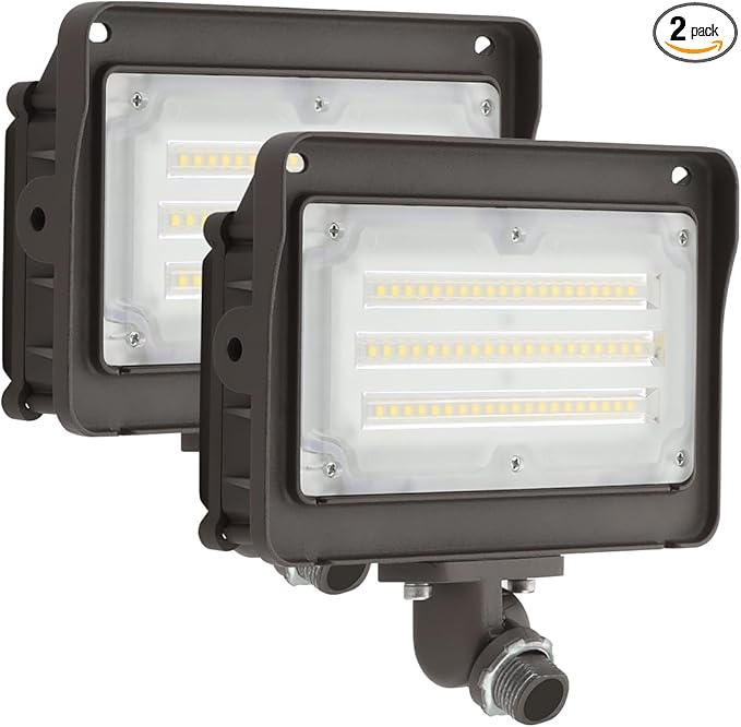 (2 Pack) 50W LED Flood Light Outdoor, Dusk-to-Dawn Photocell, LED Spot Light for Flag Adjustable Arm, IP65 Waterproof Outdoor Security Lighting Fixture, 100-277Vac 5000K 6000lm, ETL Listed