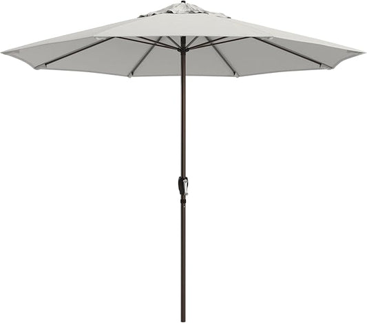 California Umbrella 12-Year Protection 9-Ft Outdoor Patio Umbrella, Sunbrella Fade-Resistant Fabric, Auto-Tilt, Heavy Duty Aluminum Frame, 8 Reinforced Ribs for Pool or Deck, Bronze Pole, Natural