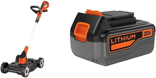 BLACK+DECKER 3-in-1 Lawn Mower, String Trimmer and Edger, 12-Inch with Extra 4-Ah Lithium Ion Battery Pack (MTC220 & LB2X4020)