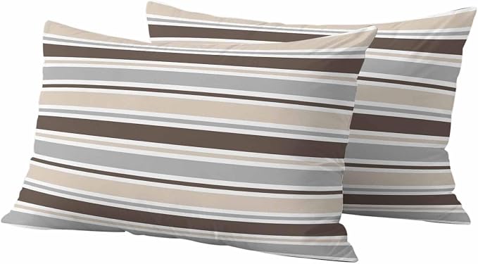 Khaki Grey Striped Outdoor Pillow Cover 12x20 Inch Cushion Sham Case, Farmhouse Stripes Modern Abstract Art Waterproof Decorative Square Throw Pillowcase for Outside Garden Patio Porch Couch Chair