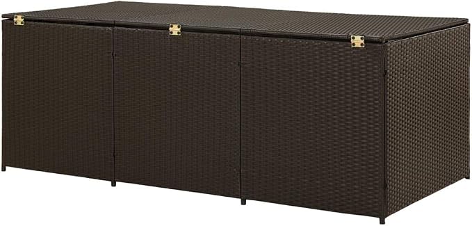 Outdoor Storage Box Poly Rattan Garden Deck Chest with Zipped Liner and Gas Lift Mechanism for Patio Furniture Cushions and Pillows Large Wicker Trunk in Various (180 x 90 x 70 cm)