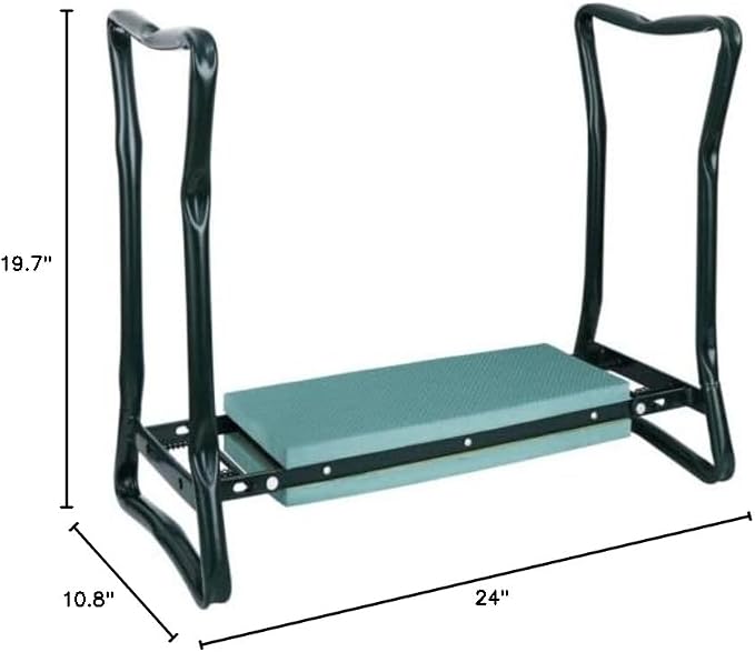Garden Bench Foldable Stool Padded seat Cushion and Tool Bag