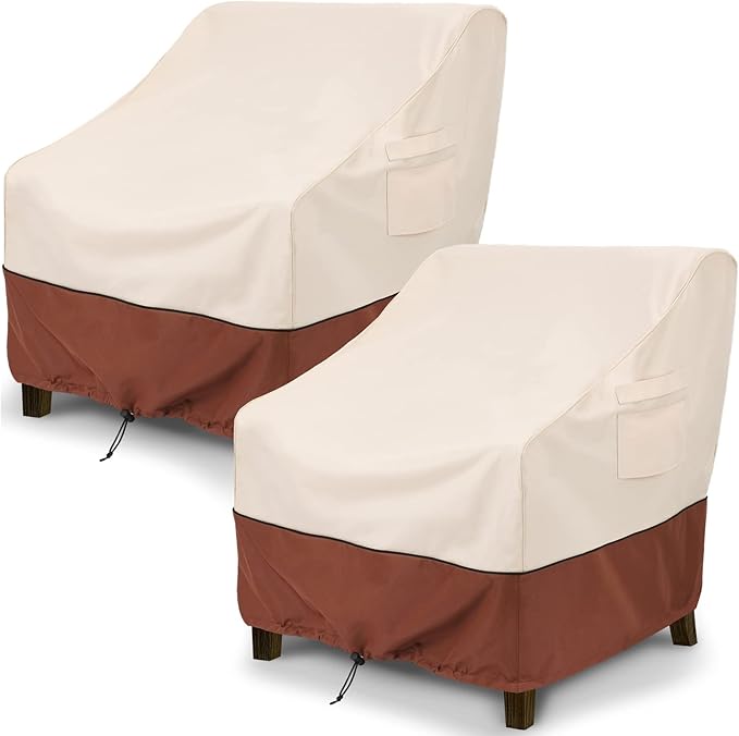 COSFLY Patio Furniture Covers 2 Pack, 600D Waterproof Outdoor Chair Covers for Deep Chairs, All-Weather UV Resistant Protection with Adjustable Straps & Air Vents, Fits up to 32" W x 37" D x 36" H